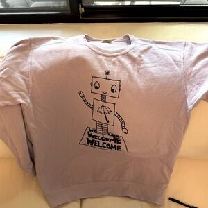 Lavender robot sweatshirt from armchair expert podcast sz LG